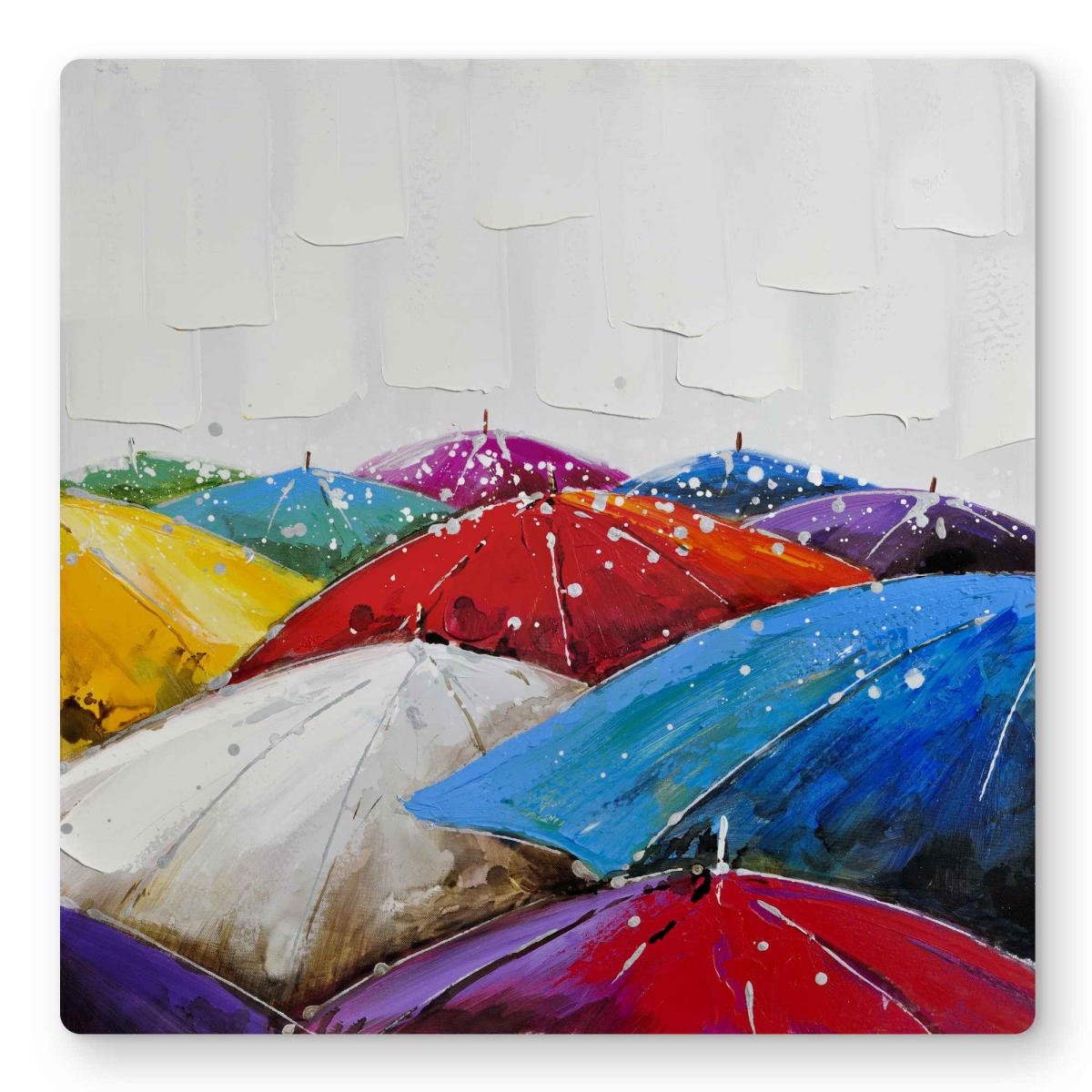 C1MP1616QBAYH7 16 x 16 in. Colorful Umbrellas Metal Print Wall Art - Unique Home Decor Accent
