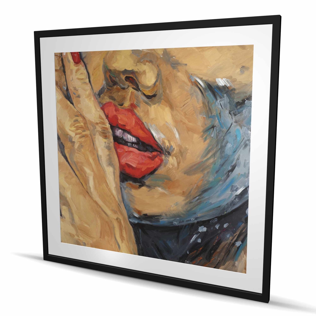 C1FM4848VX4J72 48 x 48 in. Shushing Lips Closeup - Bedroom Figurative Framed Print Wall Art