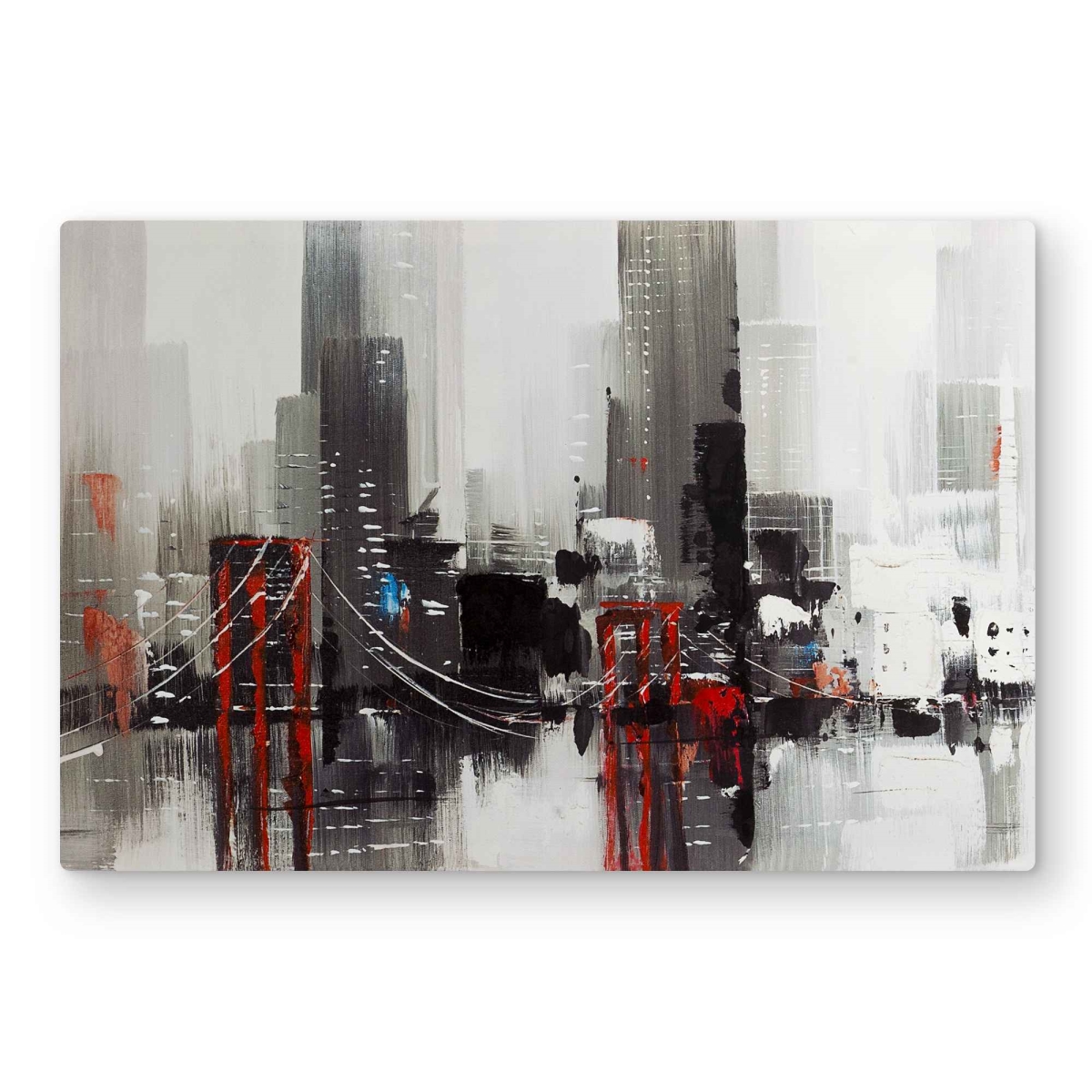 C1MP2030O0ZPEY 20 x 30 in. Abstract Gray City with Bridge Wall Art - Modern Metal Print Decor