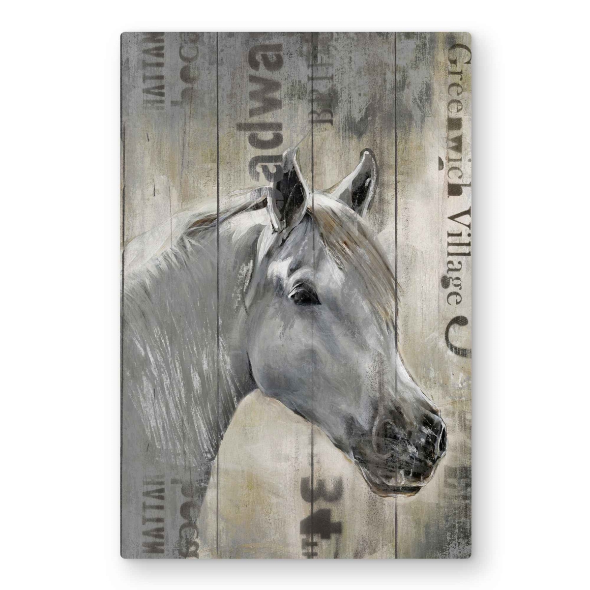 C1MP2030R3SGGY 20 x 30 in. Rustic White Horse - Western Bedroom Metal Print Wall Art for Decor