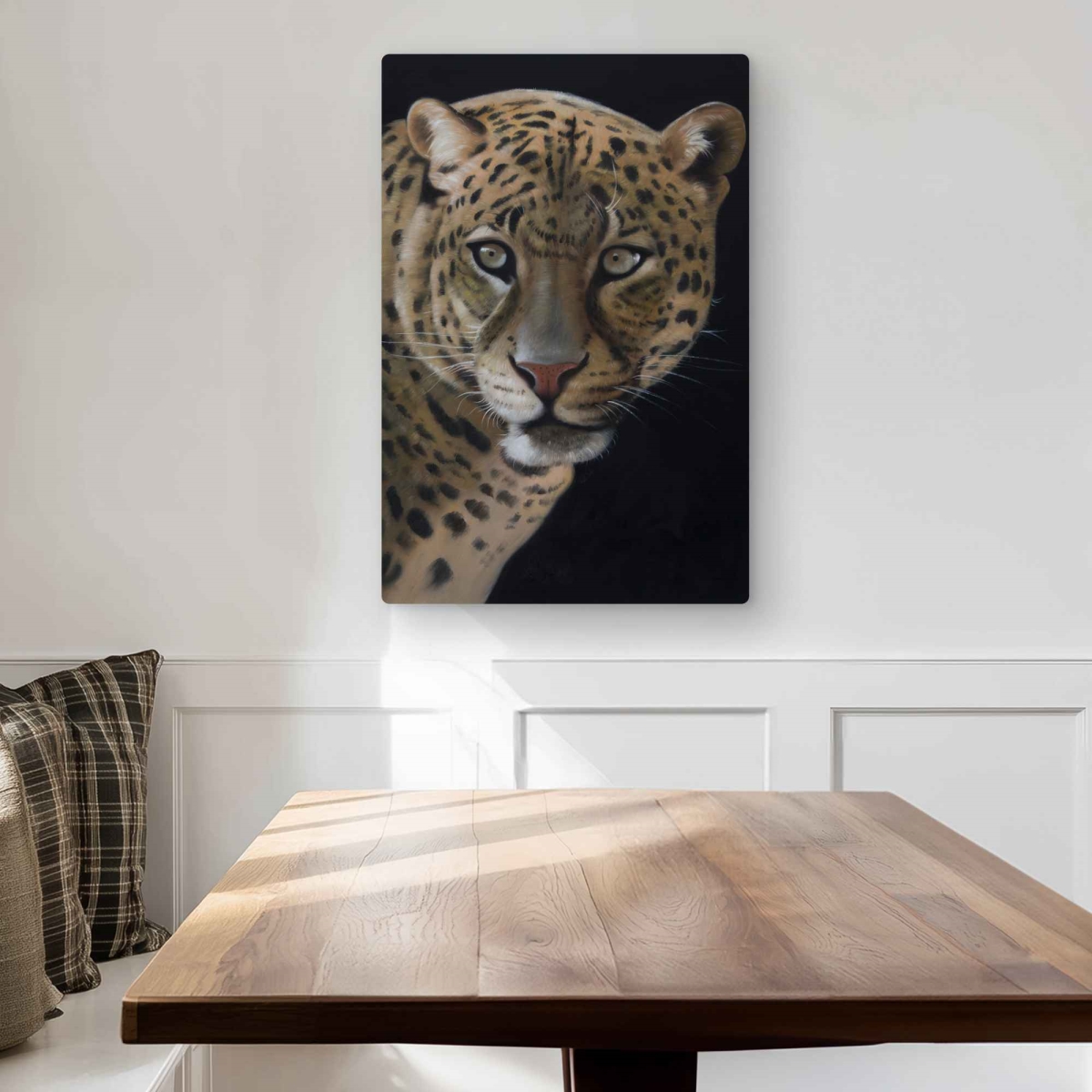 C1MP2030RE1Q2U 20 x 30 in. Realistic Fierce Leopard Wall Art - Hyperrealist Metal Print Decor