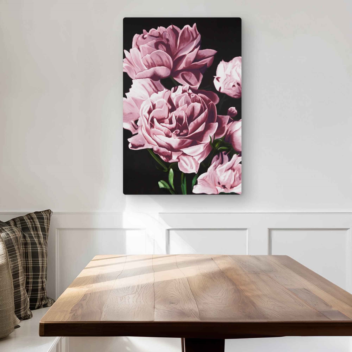 C1MP2030RPXU3Q 20 x 30 in. Pink Peonies - Best Sellers Black Metal Print Wall Art for Home Decor