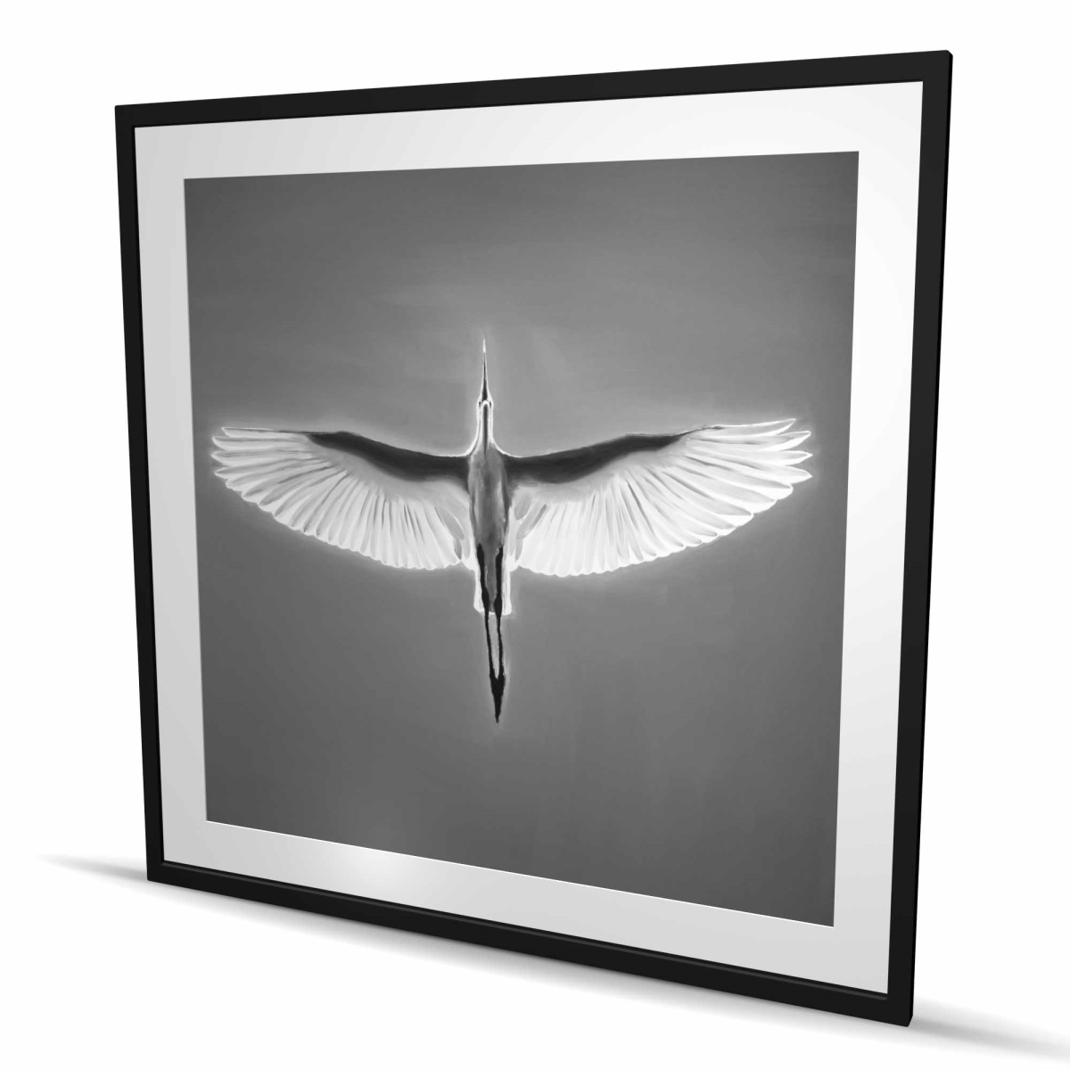 C1FM4848CNTBCH 48 x 48 in. Great Blue Heron In Flight - Framed Print Wall Art - Home Decor