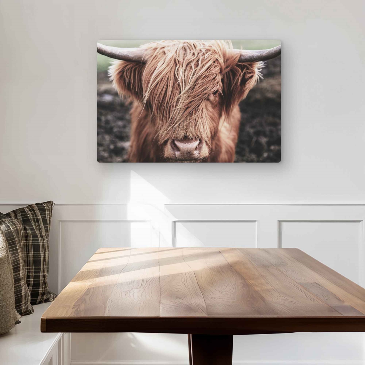 C1MP2030RUTM0W 20 x 30 in. Desaturated Highland Cow - Metal Print Wall Art for Home Decor