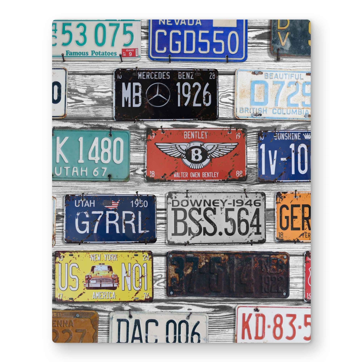 C1MP162010PK7F 16 x 20 in. Vintage Plates Registration Wall Art - Industrial Metal Print Decor