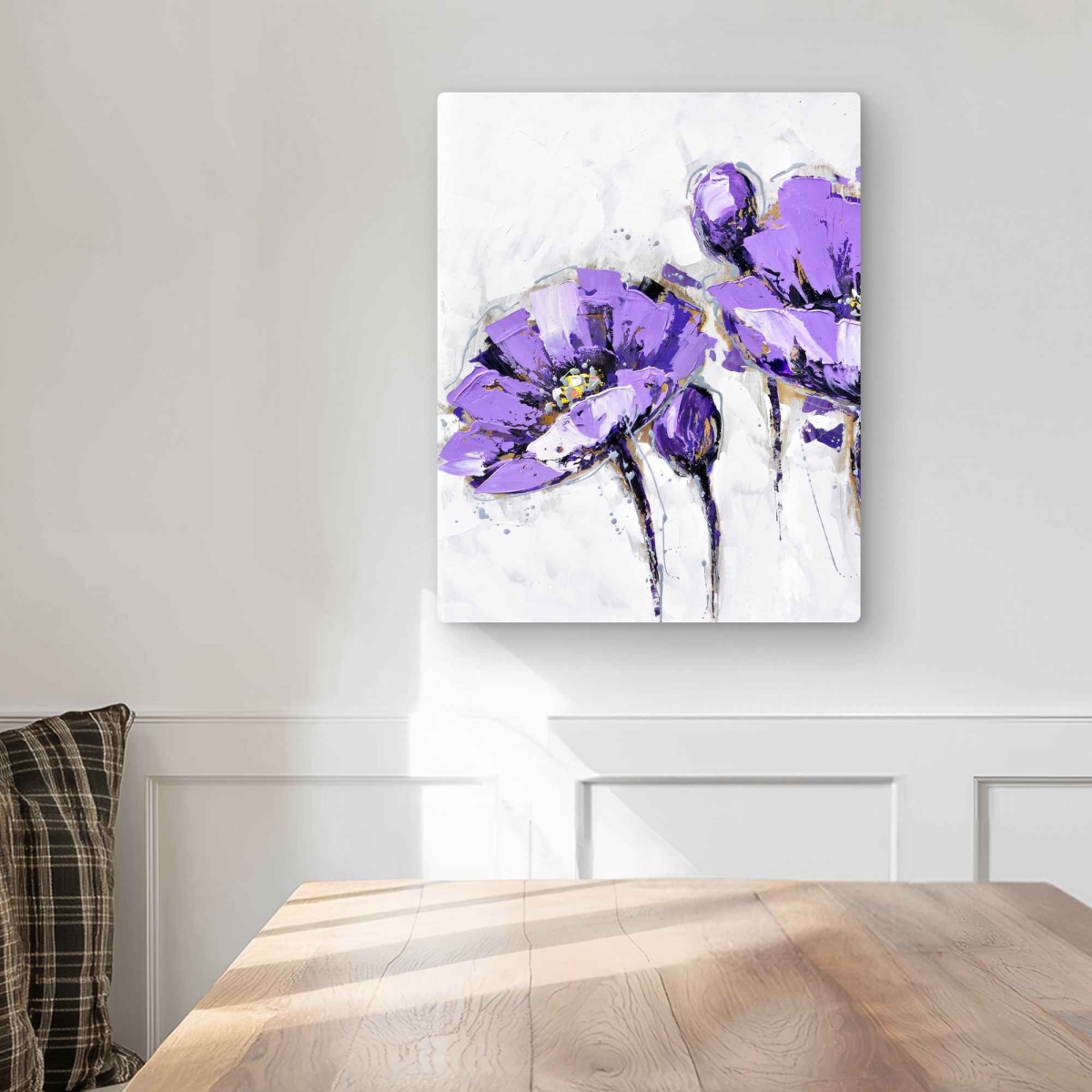 C1MP16201D8QDC 16 x 20 in. Purple Abstract Flowers - Floral Metal Print Wall Art for Home Decor