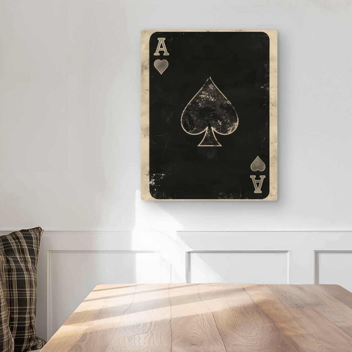 C1MP16201UPHH5 16 x 20 in. Ace of Spades - Beige Metal Print Wall Art for Stylish Home Decor