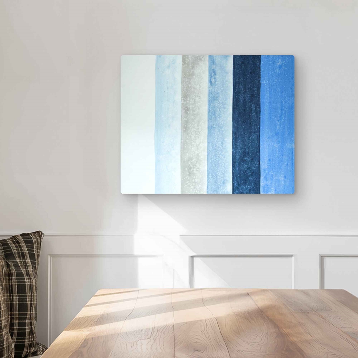 C1MP16202QH4R3 16 x 20 in. Blue Stripes Wall Art - Contemporary Abstract Metal Print