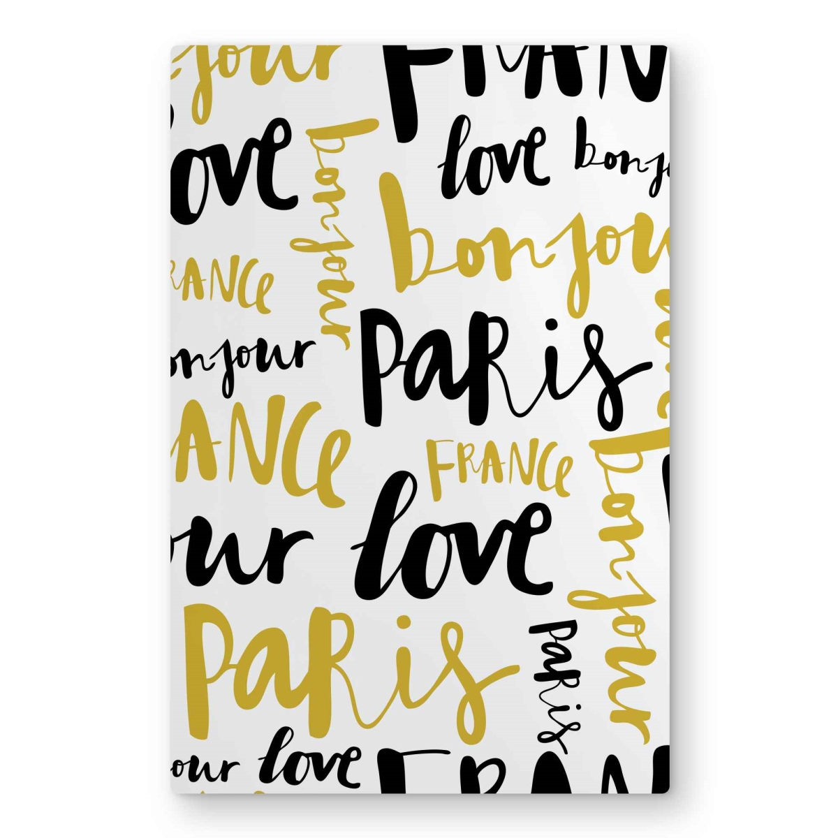 C1MP2030YKZSC2 20 x 30 in. Bonjour Paris - Yellow Metal Print Wall Art for Bedroom Decor