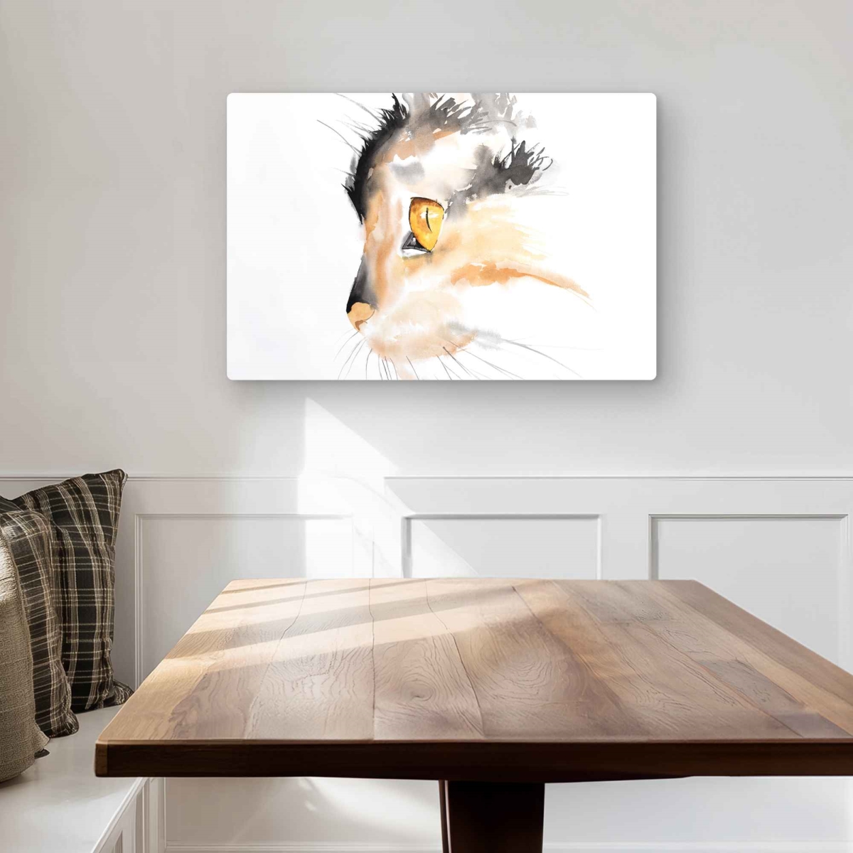 C1MP2030YQYM1B 20 x 30 in. Watercolor Cat Face Profile Wall Art - Scandinavian Living Room Metal Print