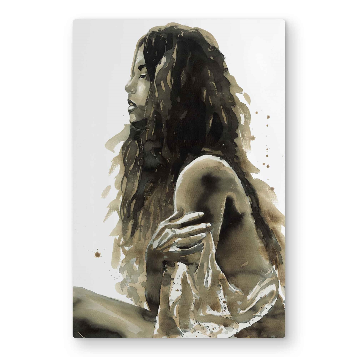C1MP2030YSNW8B 20 x 30 in. Woman In Sepia - Illustrative Living Room Metal Print Wall Art