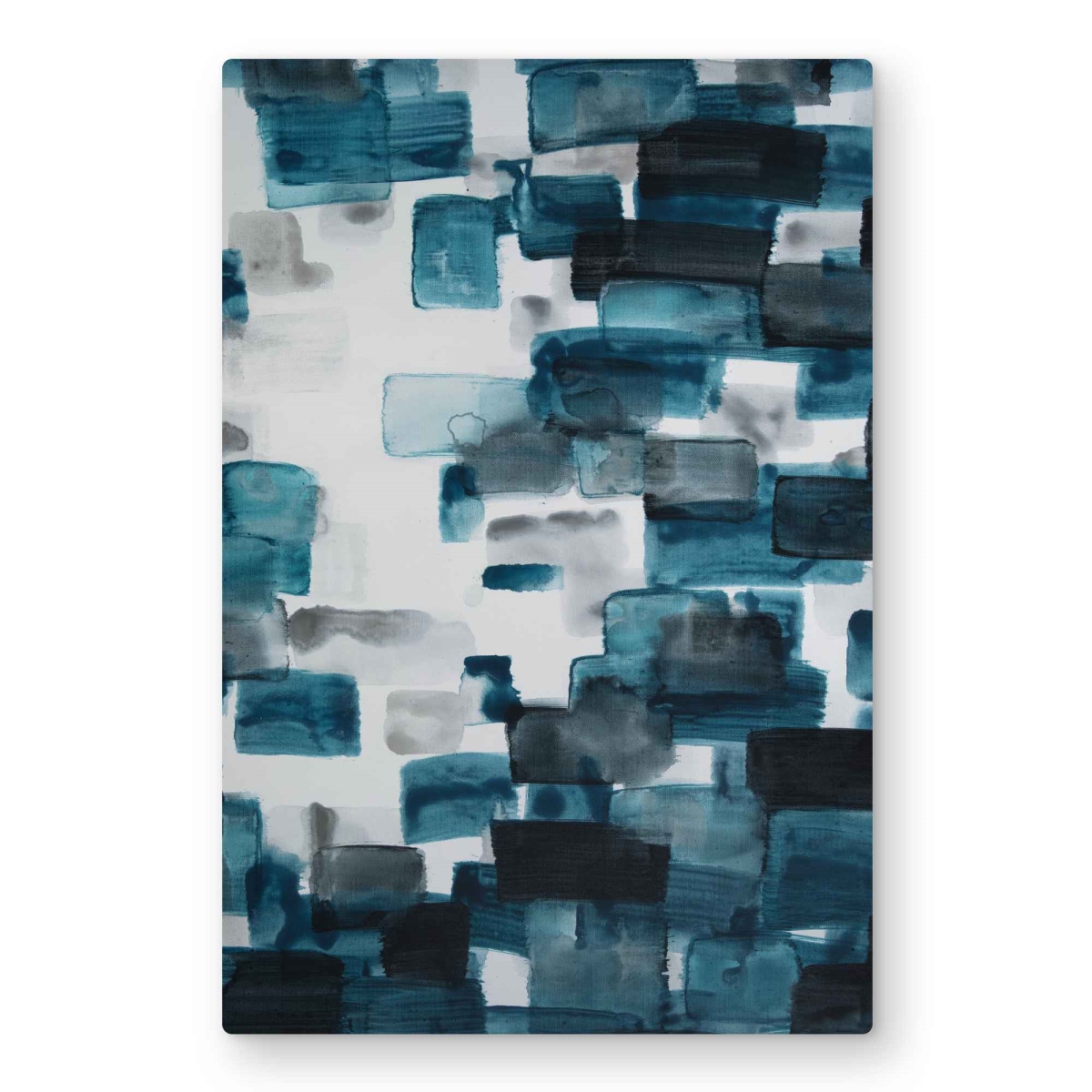 C1MP2030ZEAUUU 20 x 30 in. Turquoise & Gray Shapes Wall Art - Contemporary White Metal Print