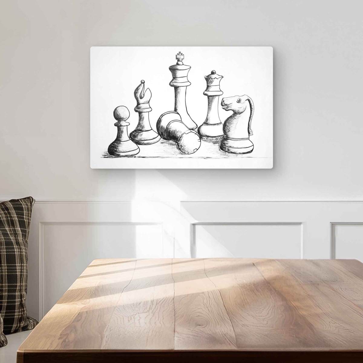 C1MP1218EWKSGW 12 x 18 in. Chess Game Pieces - Minimalist Metal Print Wall Art for Man Cave