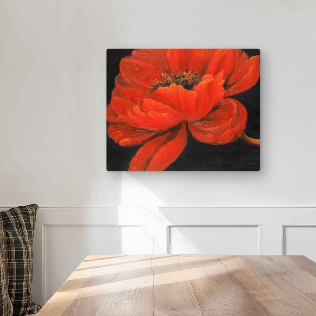 C1MP162032JH1T 16 x 20 in. Red Petal Flower - Black Metal Floral Print Wall Art for Home Decor