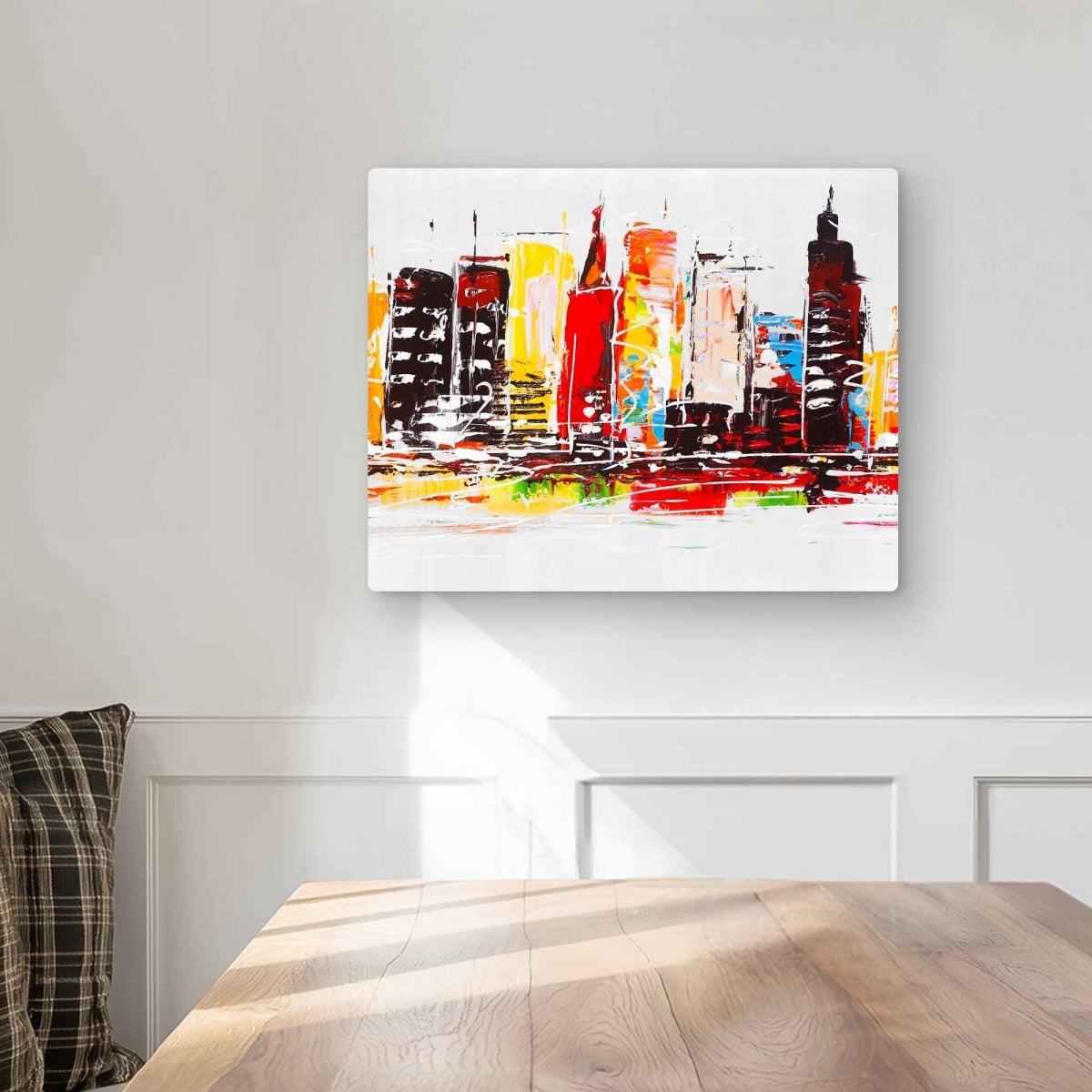 C1MP16203FNKP2 16 x 20 in. City In Bright Colors Wall Art - Building Office Metal Print Decor