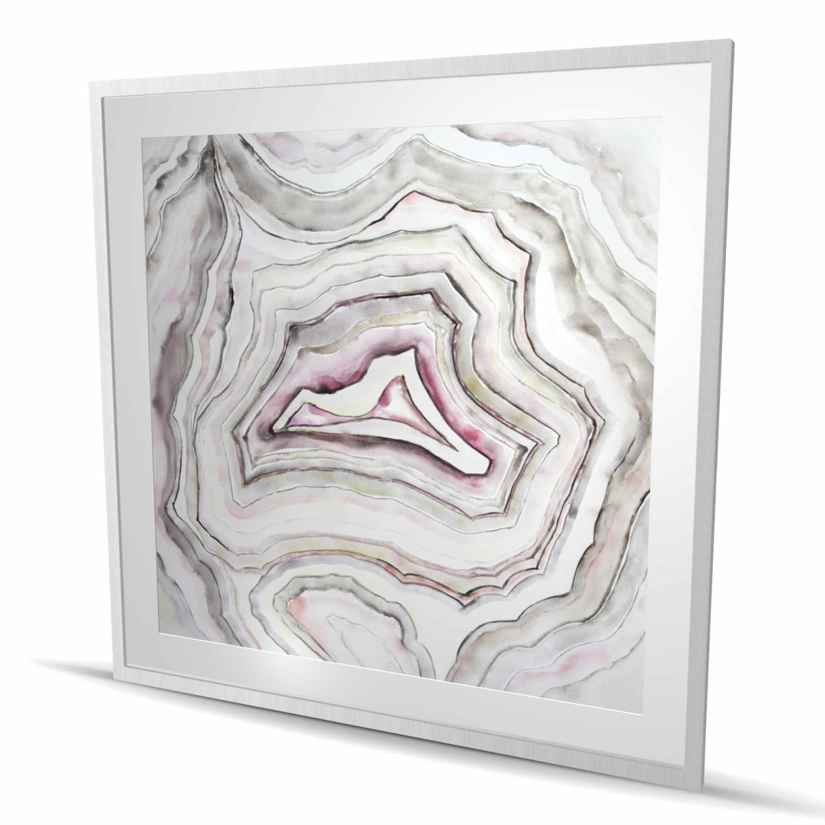 C1FM4848QAAUX5 48 x 48 in. Geode - Beige Office Framed Matted Print Wall Art - Home Decor Art