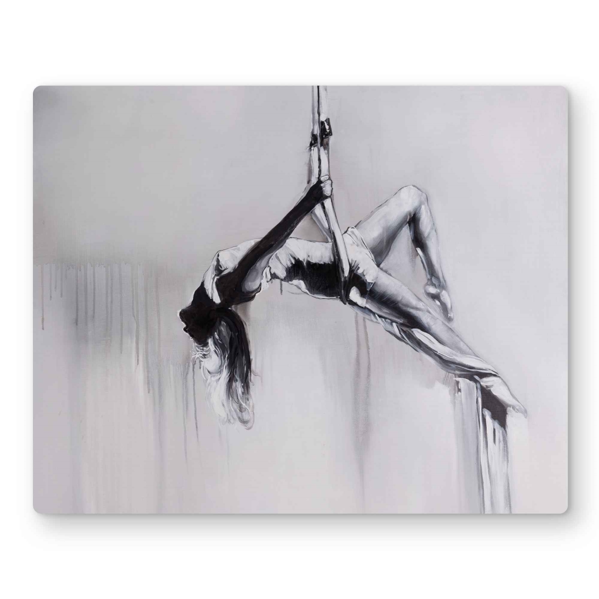 C1MP1620F3WPES 16 x 20 in. Dancer On Aerial Contortion Wall Art - Black & White Metal Print