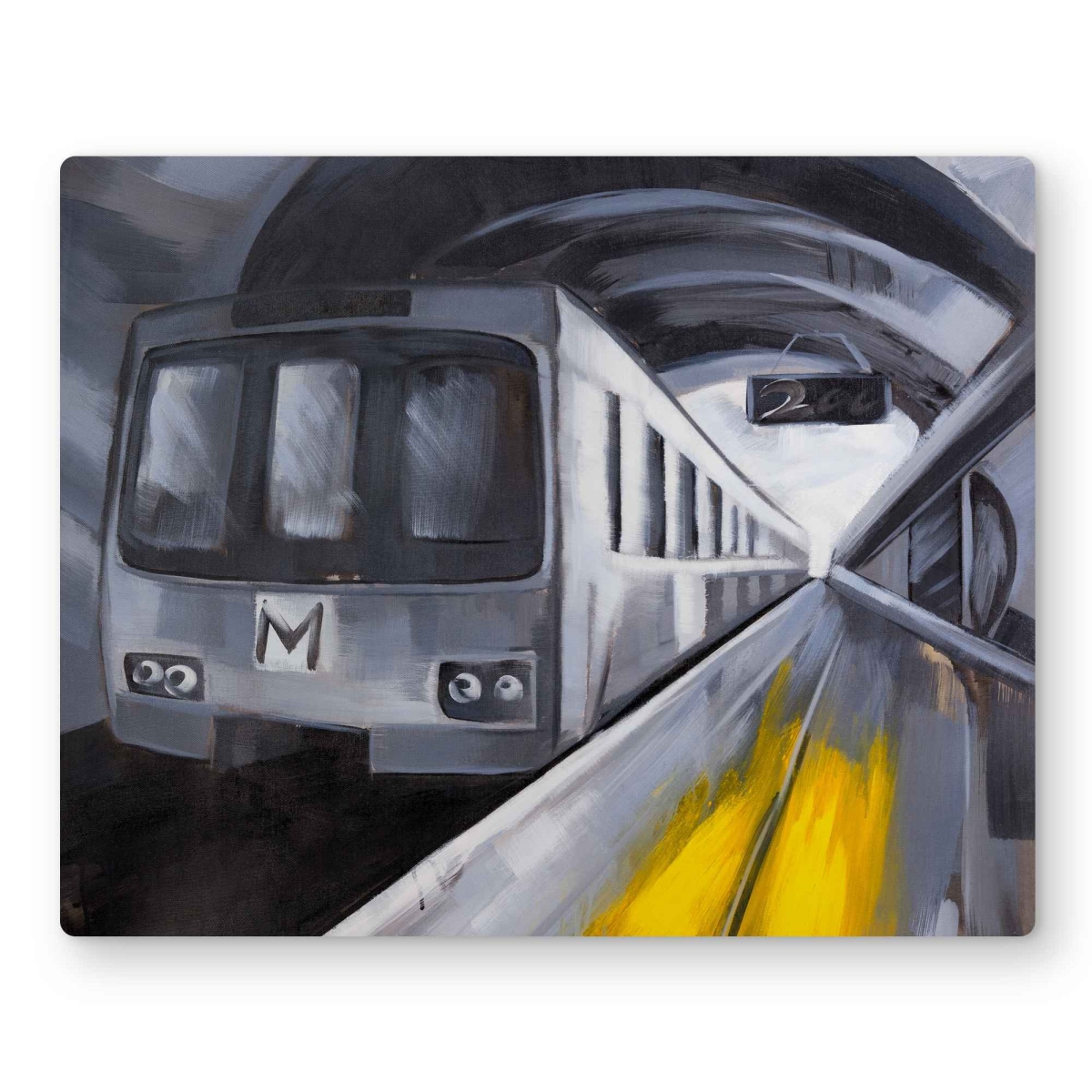 C1MP1620FGATMO 16 x 20 in. Subway - Contemporary Blue Metal Print Wall Art for Home Decor