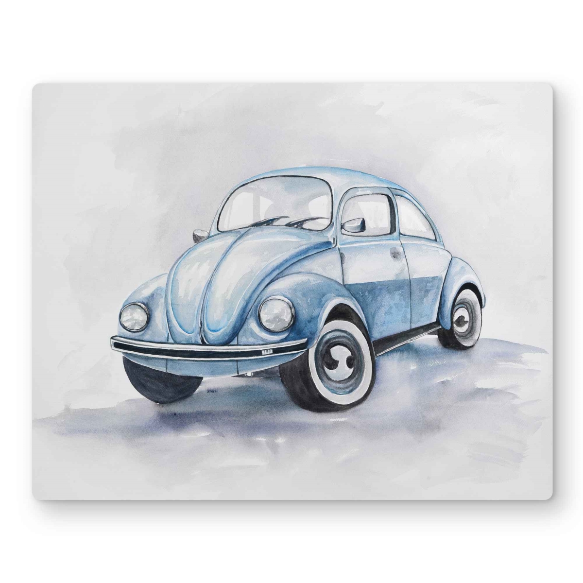 C1MP1620FV0PFS 16 x 20 in. Beetle Blue Car - Illustrative Metal Print Wall Art for Home Decor
