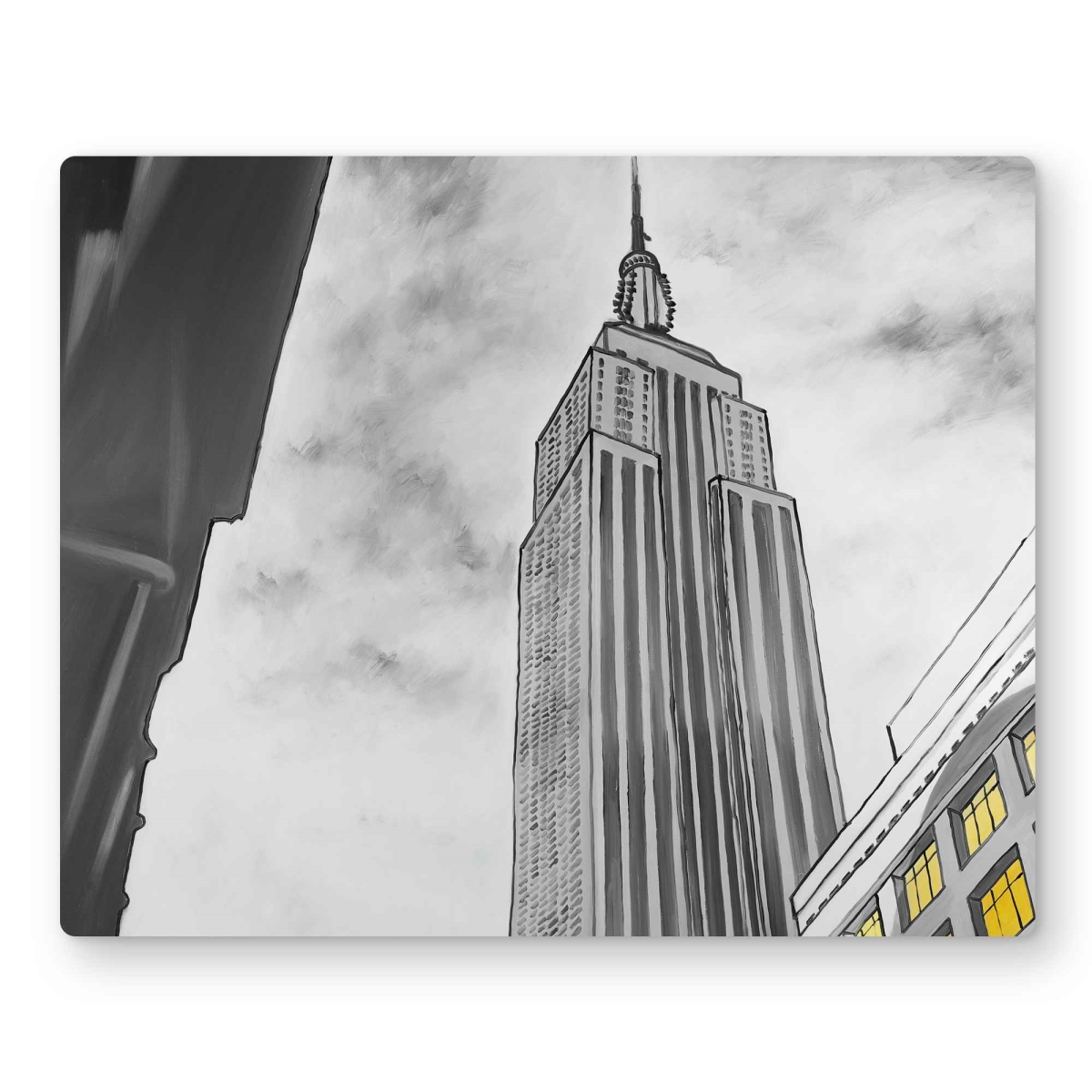 C1MP1620A3IKBF 16 x 20 in. Outline of Empire State Building Wall Art - Gray Livingroom Metal Print