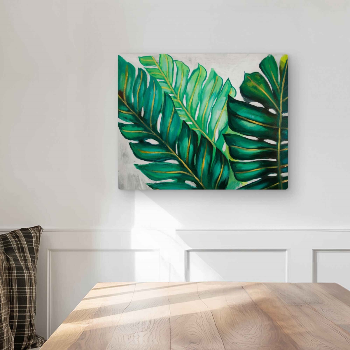 C1MP1620AH92JM 16 x 20 in. Three Big Exotic Plant Leaves - Metal Print Wall Art for Home Decor