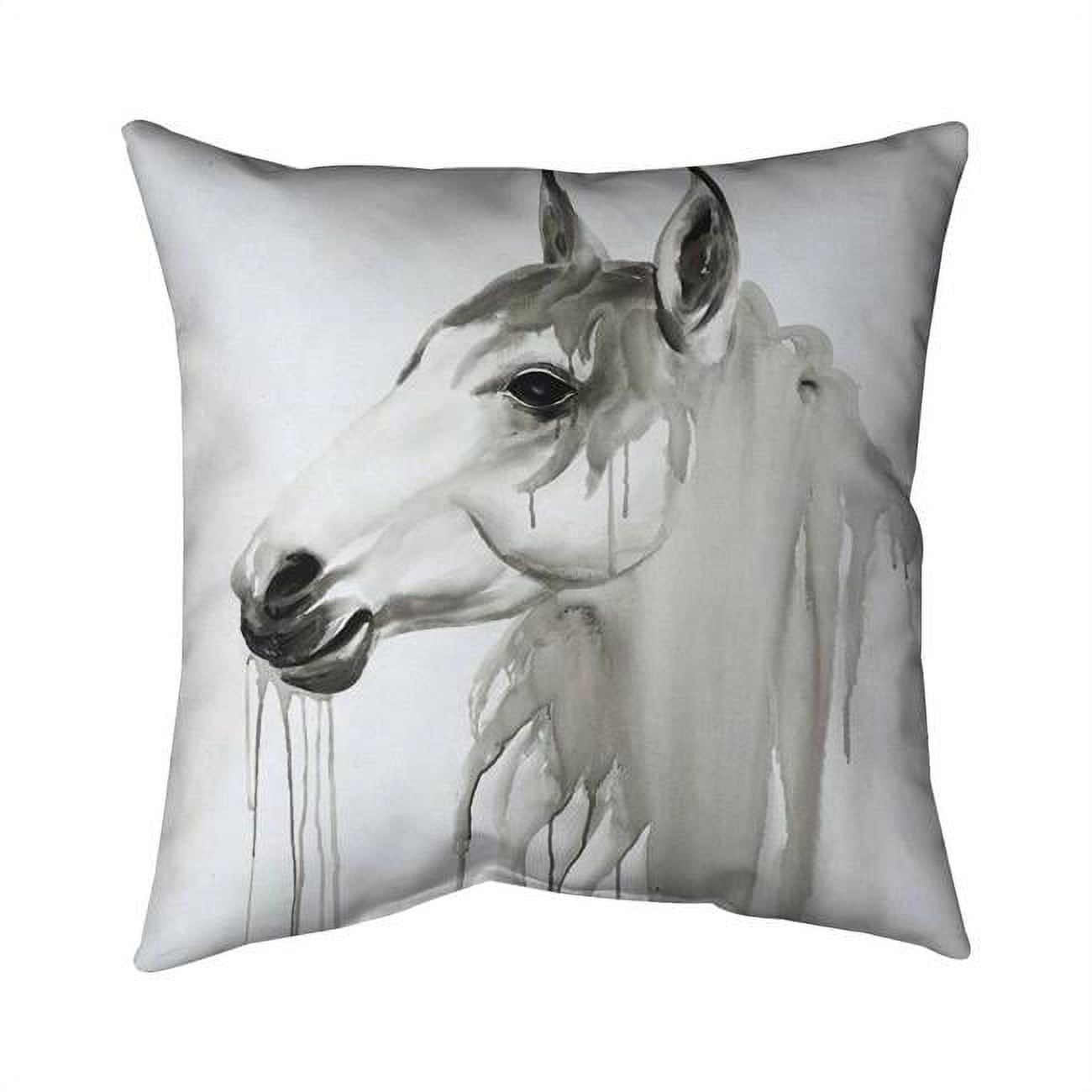 26 x 26 in. Beautiful White Horse-Double Sided Print Indoor Pillow
