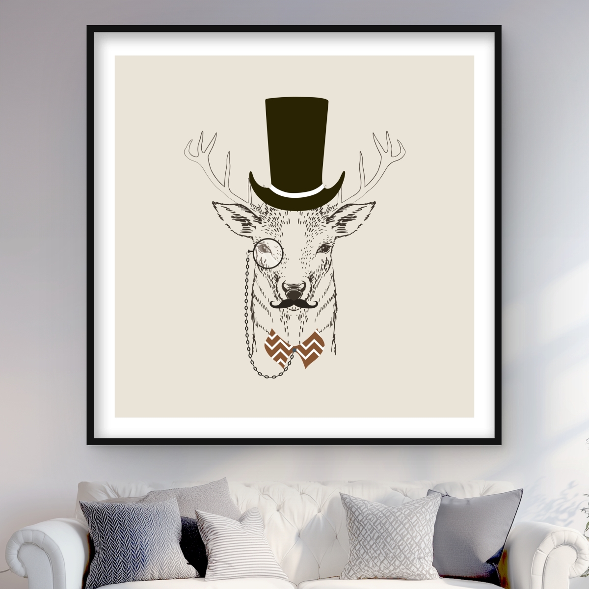 C1FM4848X48UDD 48 x 48 in. Aristocrat Roe Deer - Framed Matted Print Wall Art for Home Decor