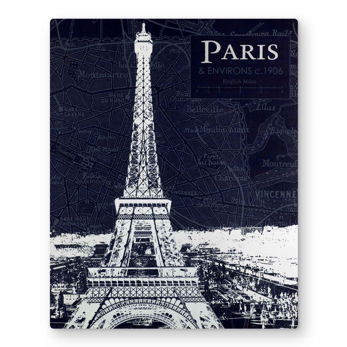 C1MP1620B2X2YU 16 x 20 in. Paris Blue Print & Eiffel Tower Wall Art - Bedroom Metal Print