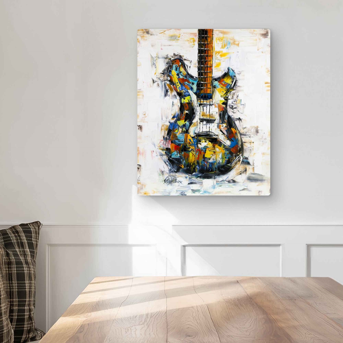 C1MP1620KINHJE 16 x 20 in. Abstract Colorful Guitar - Modern Metal Print Wall Art for Home Decor
