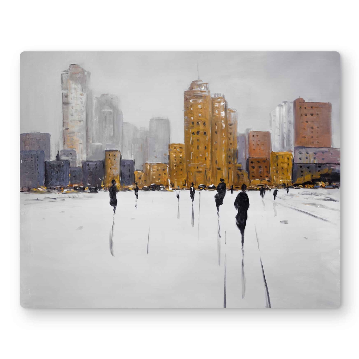 C1MP1620KJ8B2W 16 x 20 in. City on the Horizon - Black Metal Print Wall Art for Home Decor