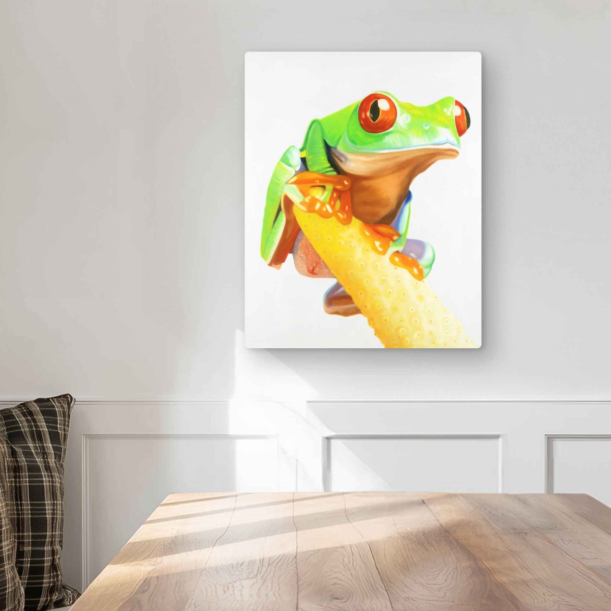 C1MP1620KKH0UT 16 x 20 in. Curious Red Eyed Frog - Orange Animals Metal Print Wall Art - Decor