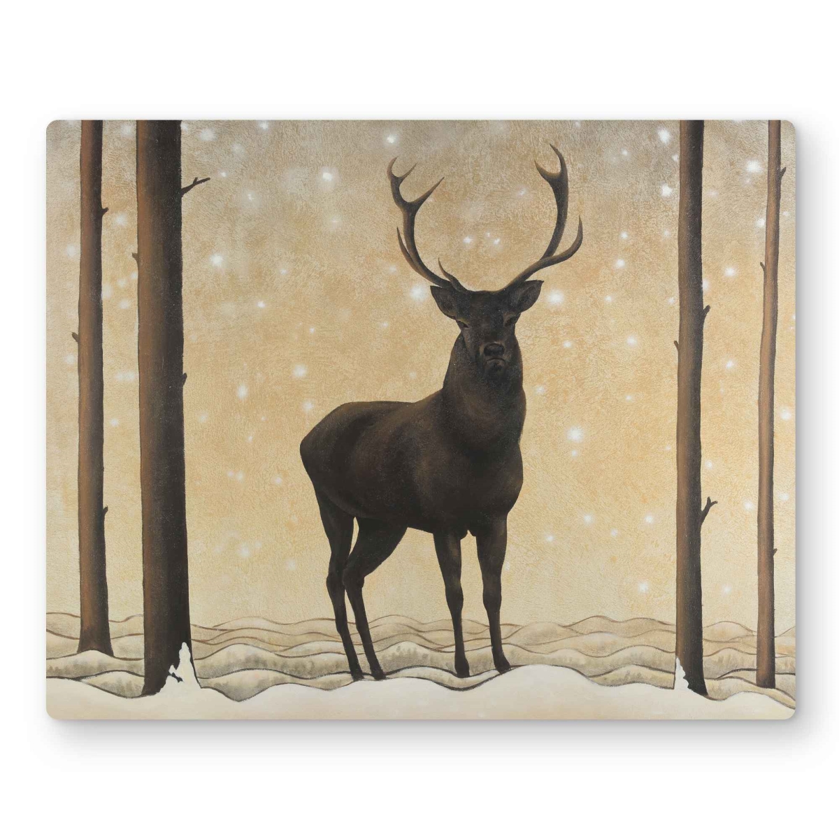 C1MP1620KKR5VU 16 x 20 in. Roe Deer In Winter - Wildlife Brown Metal Print Wall Art for Decor