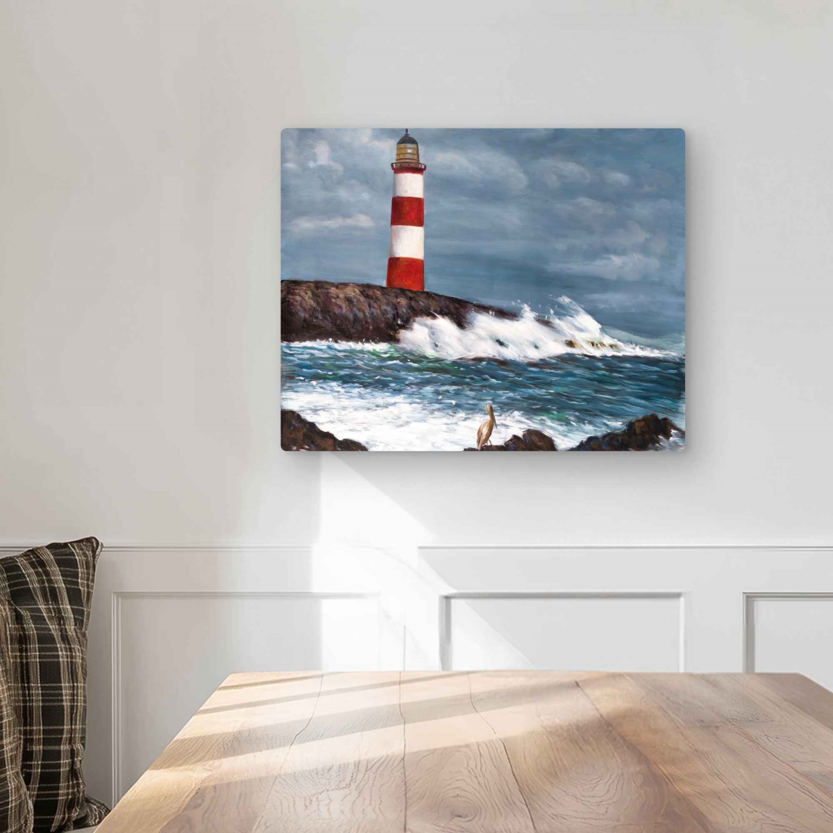 C1MP1620HJ786W 16 x 20 in. Lighthouse at the Edge of the Sea Unleashed Wall Art - Blue Metal Print