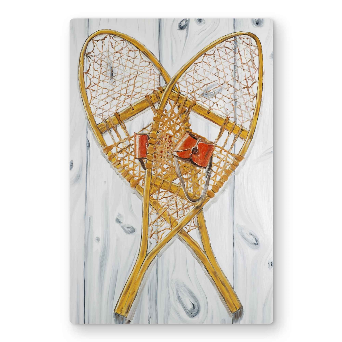 C1MP1218AGI0YZ 12 x 18 in. Vintage Wood Snowshoes Wall Art - Rustic Hobbies Metal Print Decor