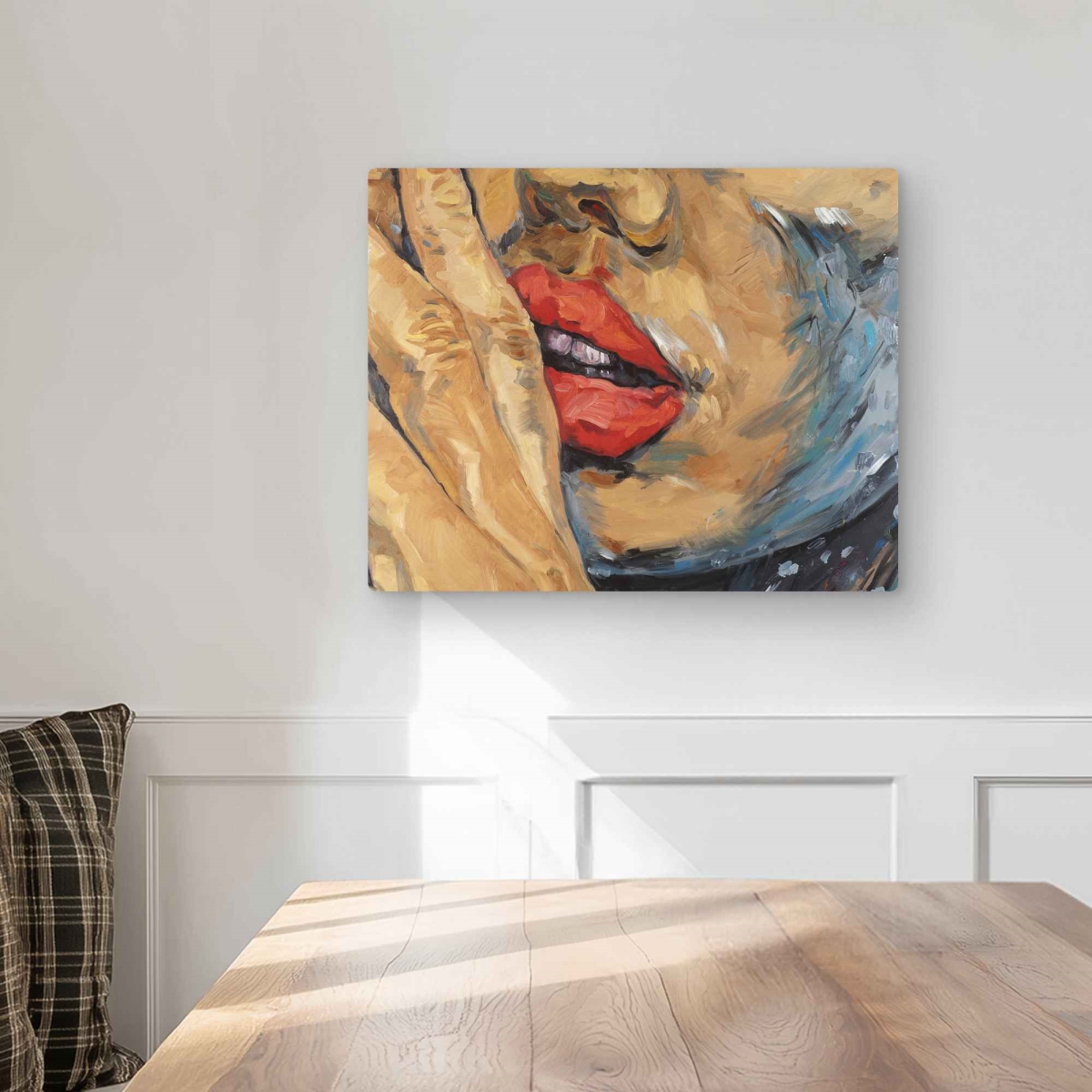 C1MP1620P0HF8K 16 x 20 in. Shushing Lips Closeup Wall Art - Romantic Gray Metal Print