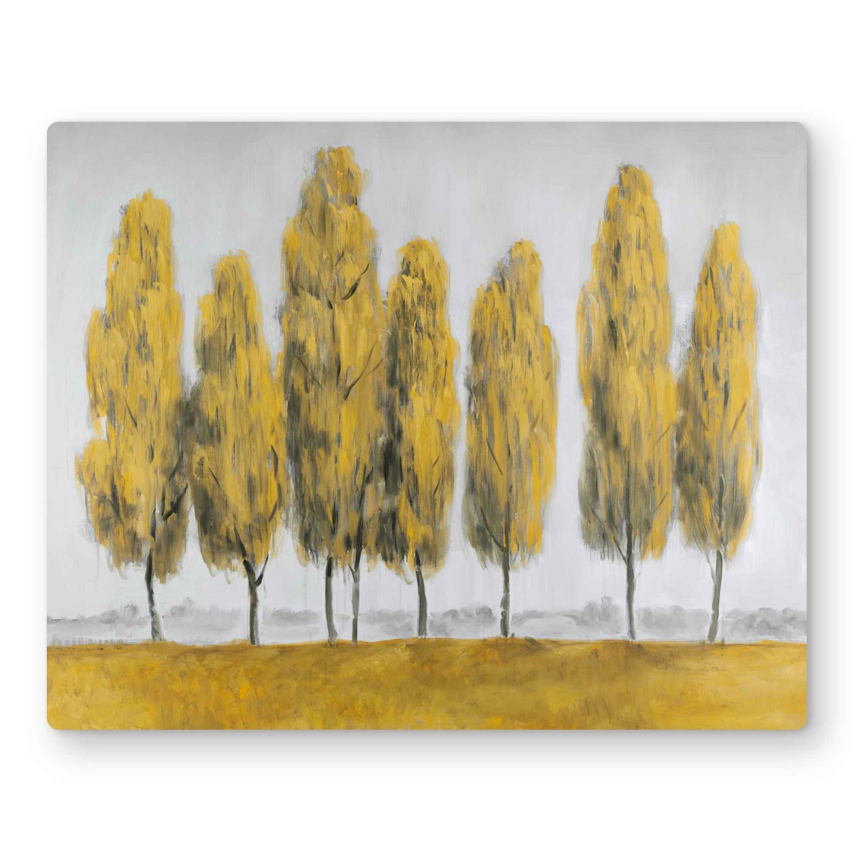 C1MP1620RJ5BBI 16 x 20 in. Abstract Yellow Trees Wall Art - Gray Bedroom Metal Print
