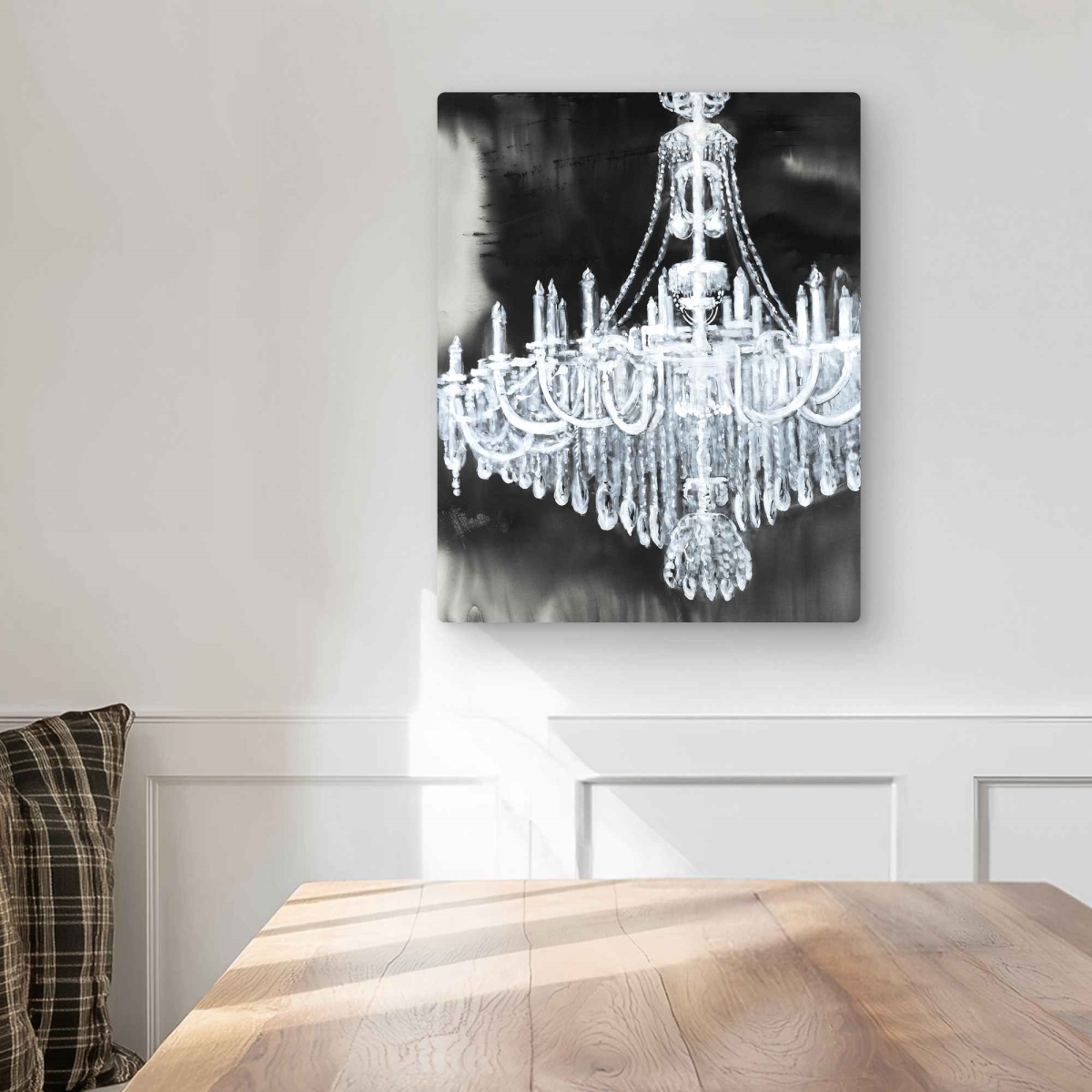 C1MP1620V45MBC 16 x 20 in. Glam Chandelier Wall Art - Monochrome Still Life Metal Print Decor