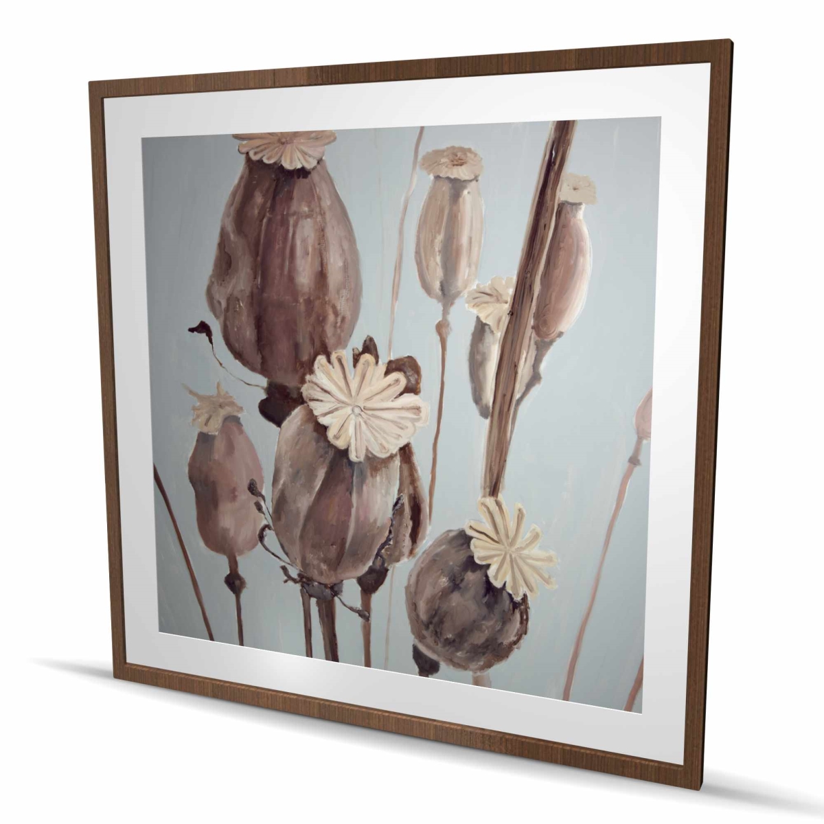 C1FM4848UGTRXX 48 x 48 in. Sepia Poppy Head Flowers - Farmhouse Still Life Framed Print Wall Art