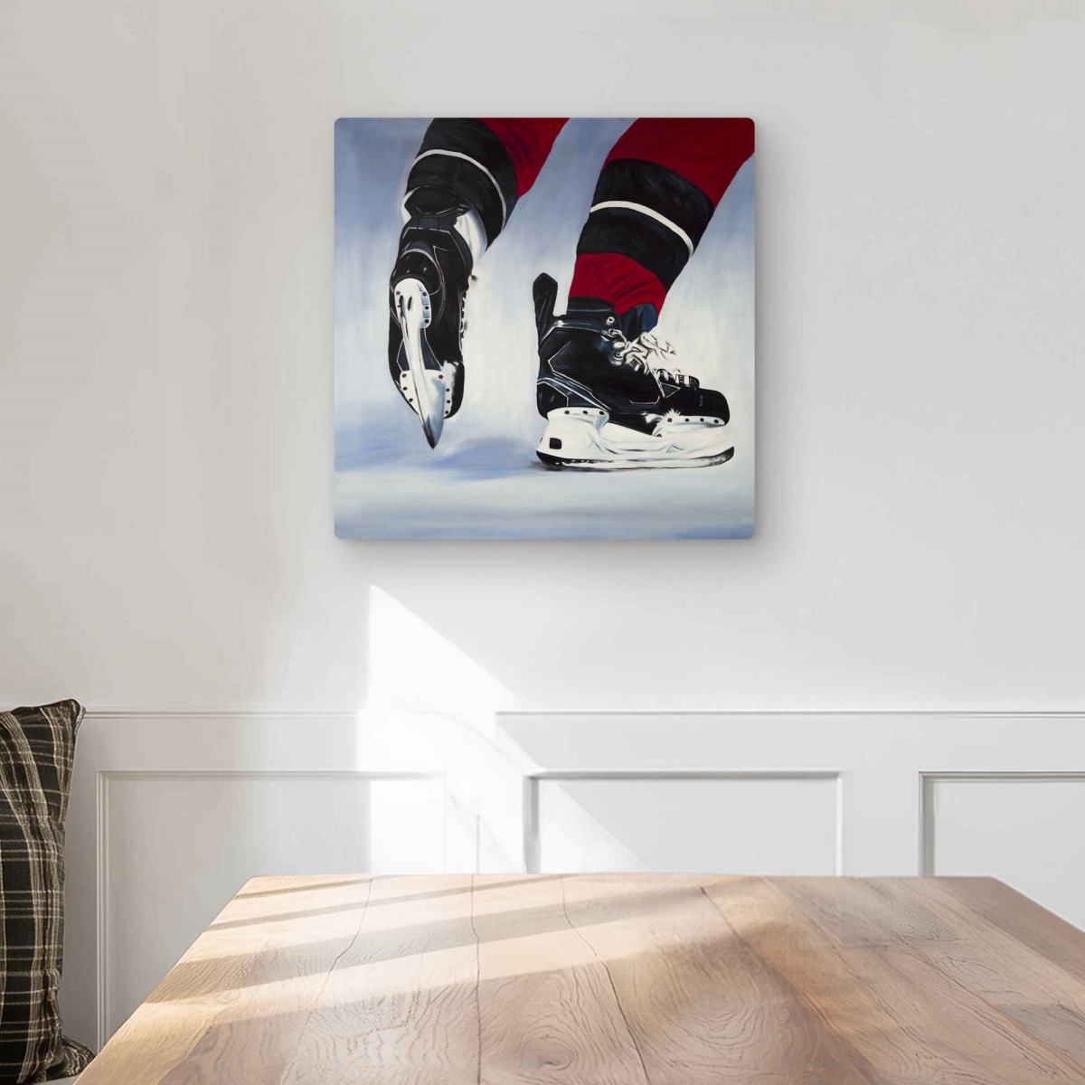 C1MP1616P3PKM3 16 x 16 in. Hockey Player Red Shoes Metal Print Wall Art - Unique Home Decor