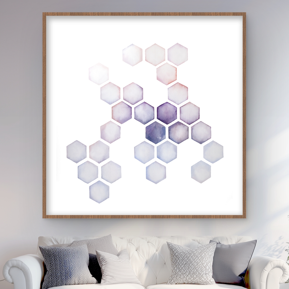 C1FM4848LT14D9 48 x 48 in. Alveoli - Office Patterns Framed Matted Print Wall Art - Home Decor