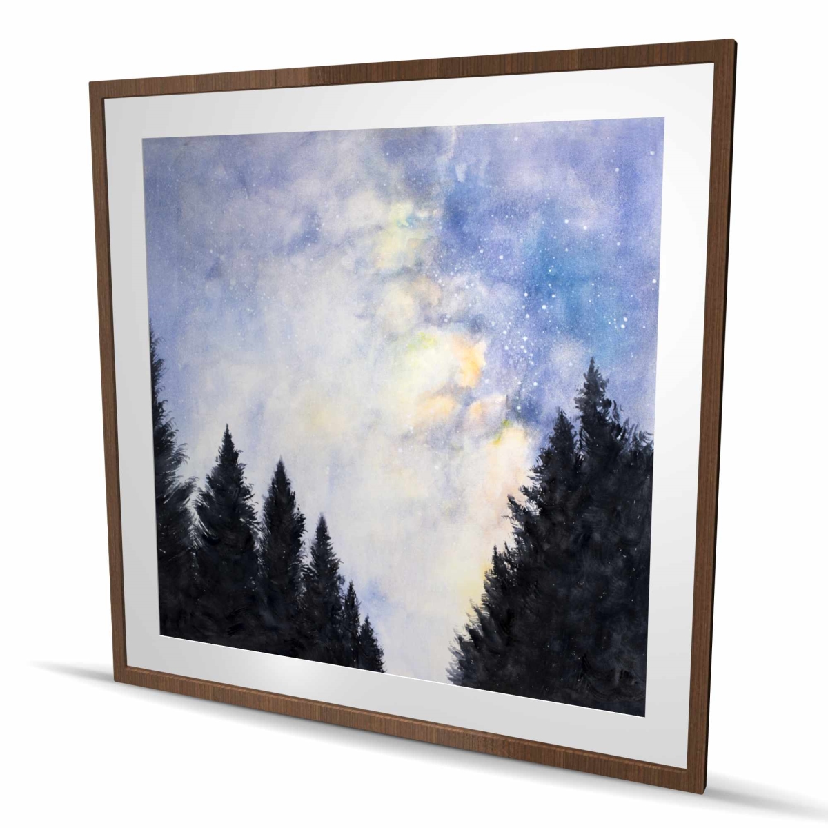 C1FM4848LX0PR7 48 x 48 in. Starry Sky In Forest - Framed Matted Print Wall Art for Home Decor