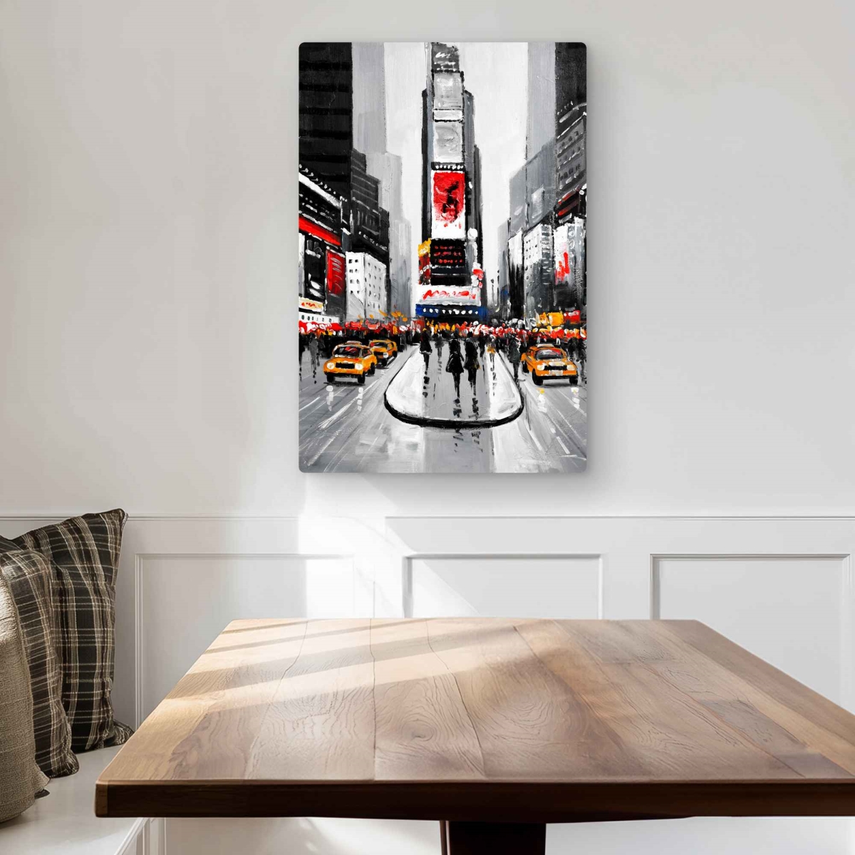 C1MP2030NHKDTK 20 x 30 in. York City Busy Street Gray Metal Print Wall Art - Home Decor