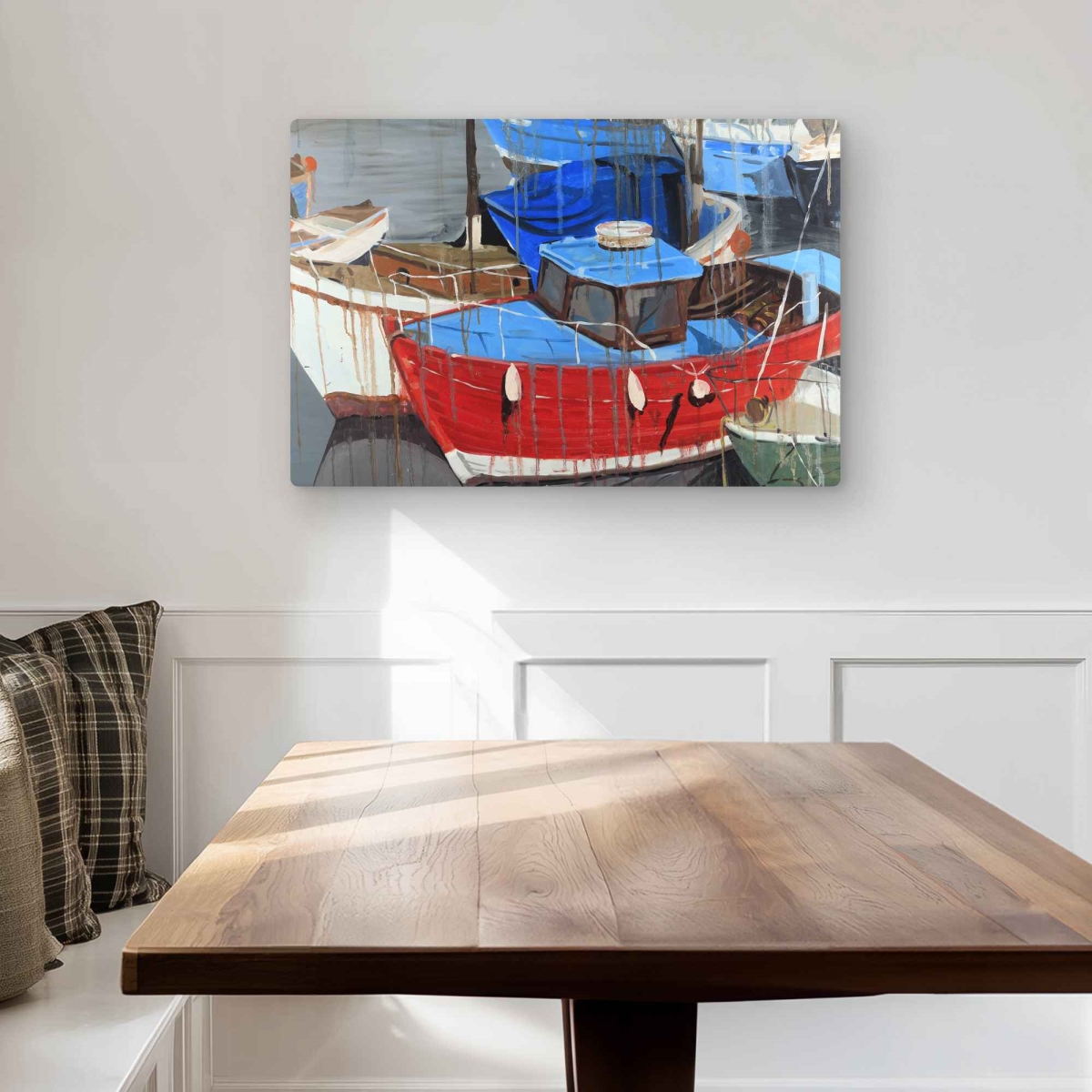 C1MP2030QI1NDA 20 x 30 in. Rainy Day at the Dock - Coastal Metal Print Wall Art for Home Decor