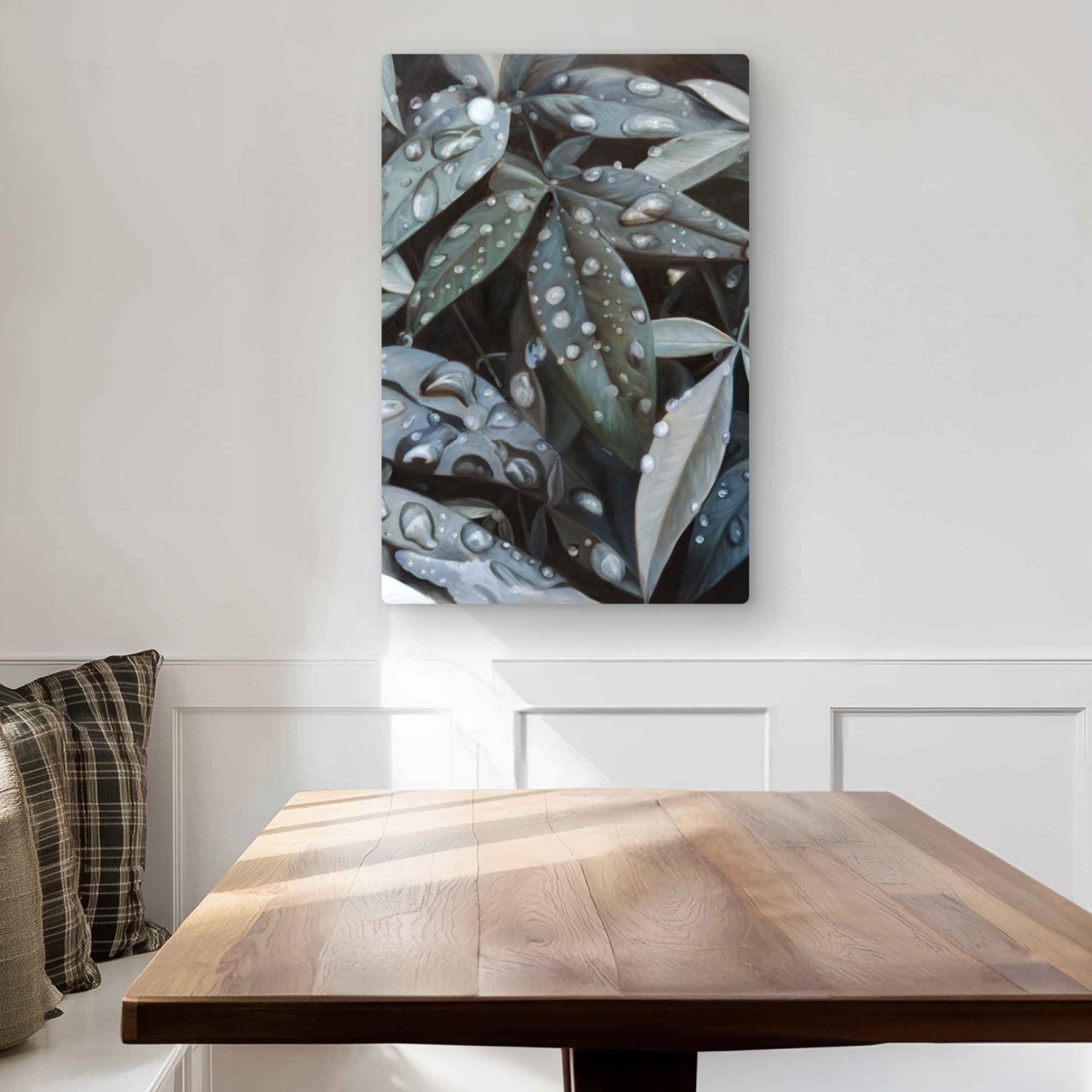 C1MP2030QKNF68 20 x 30 in. Leaves After Rain - Hyperrealist Floral Metal Print Wall Art - Decor