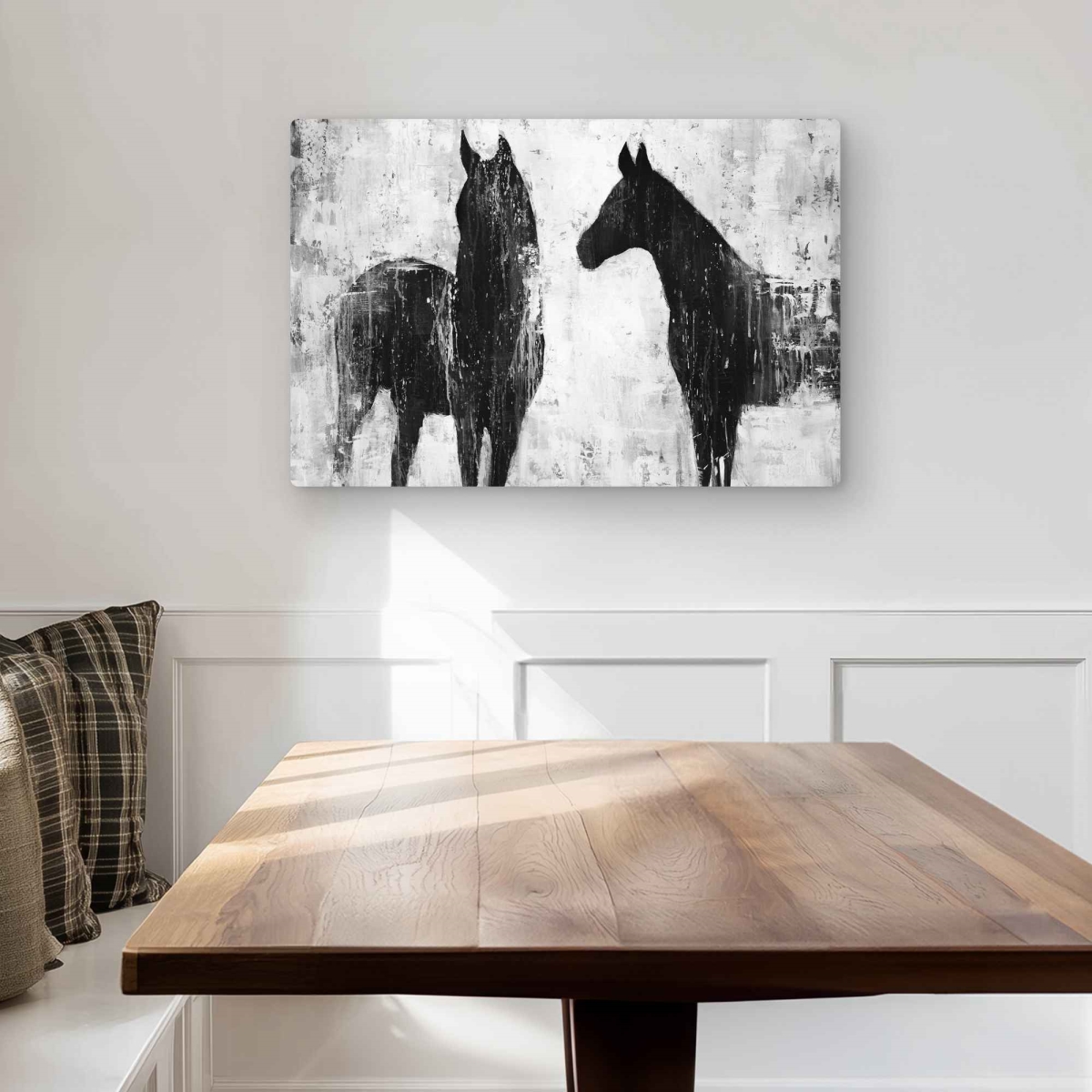 C1MP2030QMXL5M 20 x 30 in. Black & White Horses Wall Art - Best Sellers Metal Print