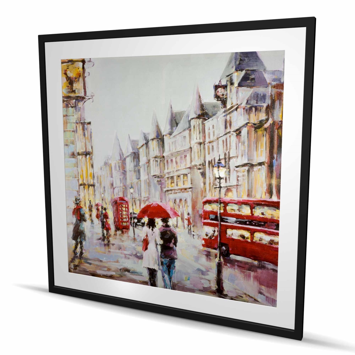 C1FM4848BI8U0B 48 x 48 in. European Street by A Rainy Day - Romantic Framed Print Wall Art