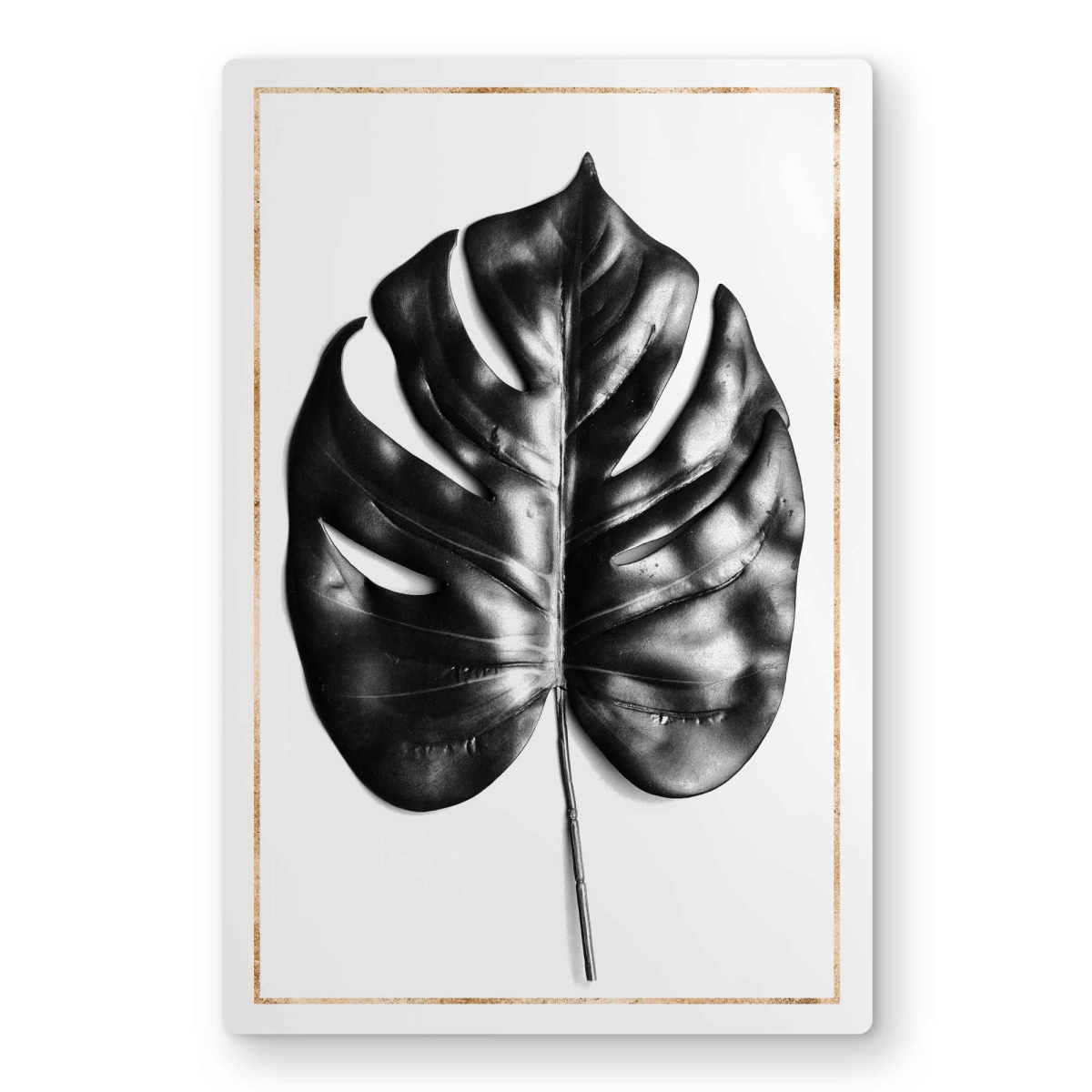 C1MP12187OMFQJ 12 x 18 in. Split Leaf Philodendron with Gold Lines Wall Art - Botanical Metal Print
