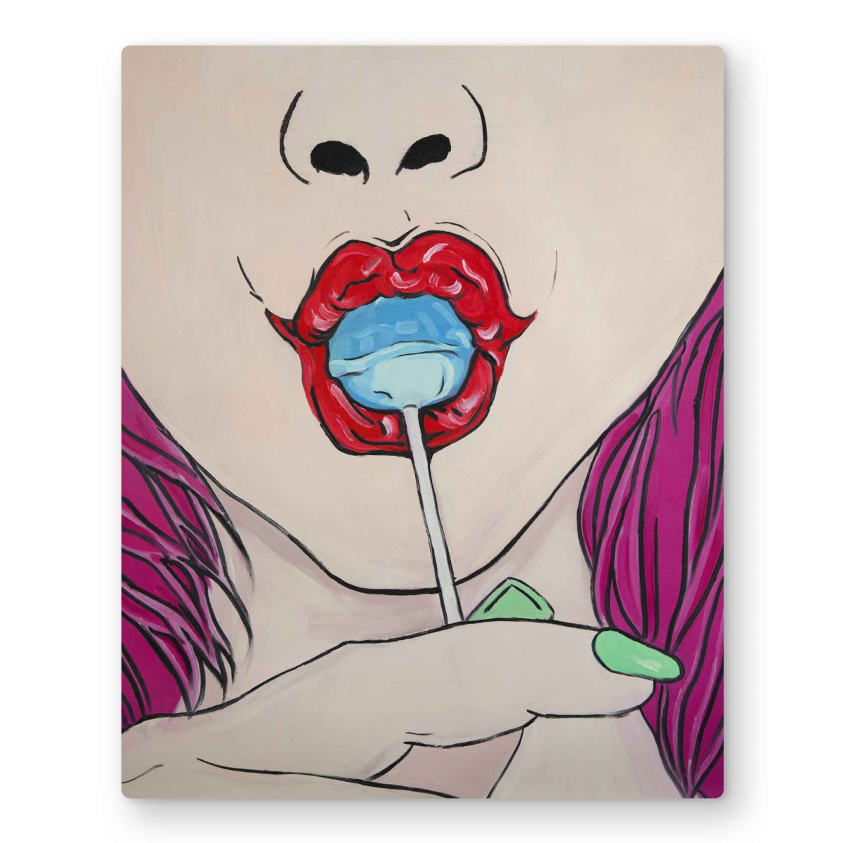 C1MP162009EKT9 16 x 20 in. Lollipop - Blue Food Metal Print Wall Art for Home Decor - Unique Art