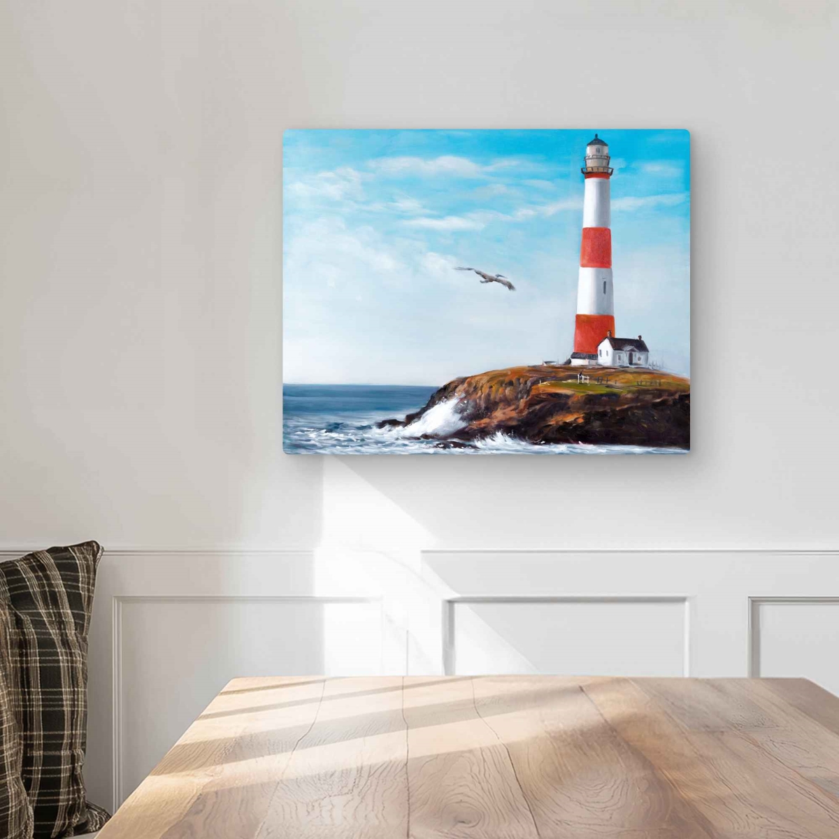 C1MP16200WSMU0 16 x 20 in. Lighthouse at the Edge of the Sea Wall Art - Waves Marine Metal Print