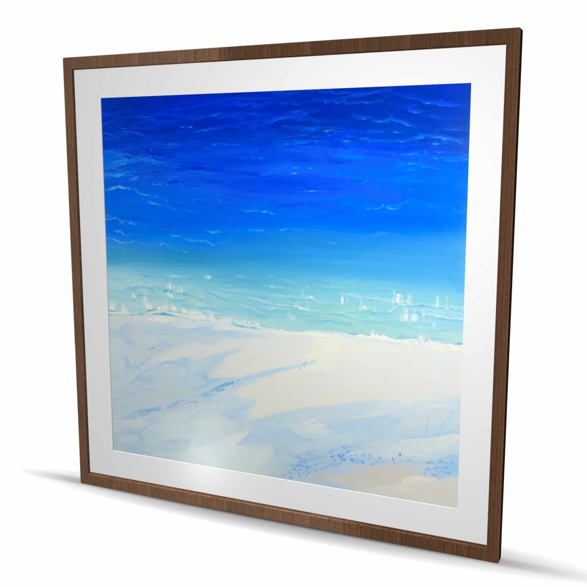 C1FM4848TT14MB 48 x 48 in. Satellite View of the Ocean - Exotic Beach Framed Print Wall Art